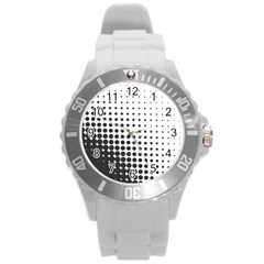 Comic Dots Polka Black White Round Plastic Sport Watch (l) by Mariart