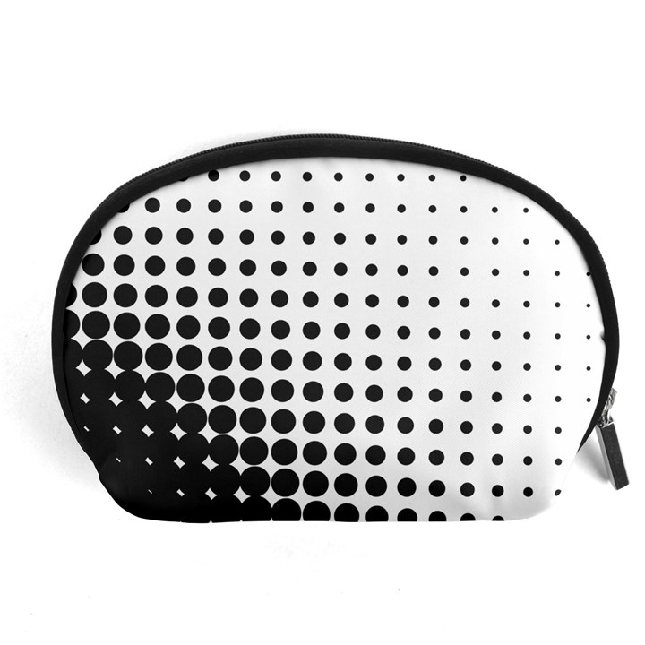 Comic Dots Polka Black White Accessory Pouches (Large) 