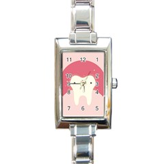 Sad Tooth Pink Rectangle Italian Charm Watch