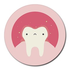 Sad Tooth Pink Round Mousepads