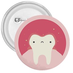 Sad Tooth Pink 3  Buttons