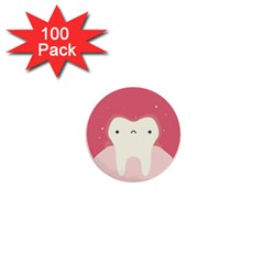 Sad Tooth Pink 1  Mini Buttons (100 Pack)  by Mariart