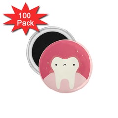 Sad Tooth Pink 1 75  Magnets (100 Pack)  by Mariart