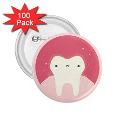 Sad Tooth Pink 2 25  Buttons (100 Pack) 