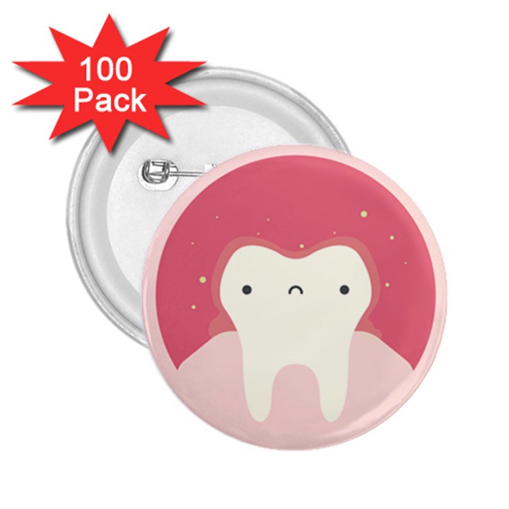 Sad Tooth Pink 2.25  Buttons (100 pack) 