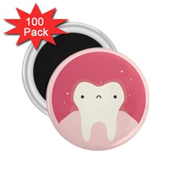 Sad Tooth Pink 2 25  Magnets (100 Pack)  by Mariart