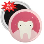 Sad Tooth Pink 3  Magnets (100 pack) Front