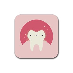 Sad Tooth Pink Rubber Coaster (square) 