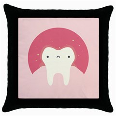 Sad Tooth Pink Throw Pillow Case (black)