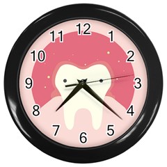 Sad Tooth Pink Wall Clocks (black) by Mariart