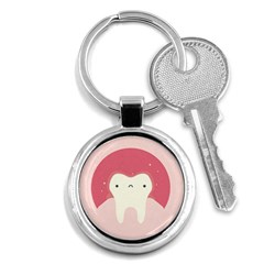 Sad Tooth Pink Key Chains (round)  by Mariart