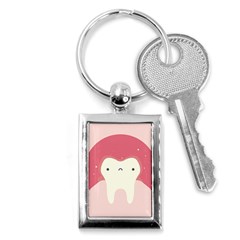 Sad Tooth Pink Key Chains (rectangle)  by Mariart