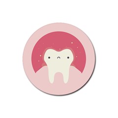 Sad Tooth Pink Rubber Round Coaster (4 Pack)  by Mariart