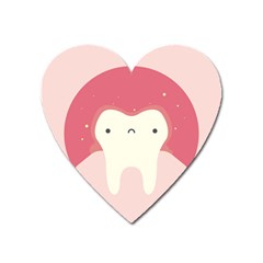 Sad Tooth Pink Heart Magnet by Mariart