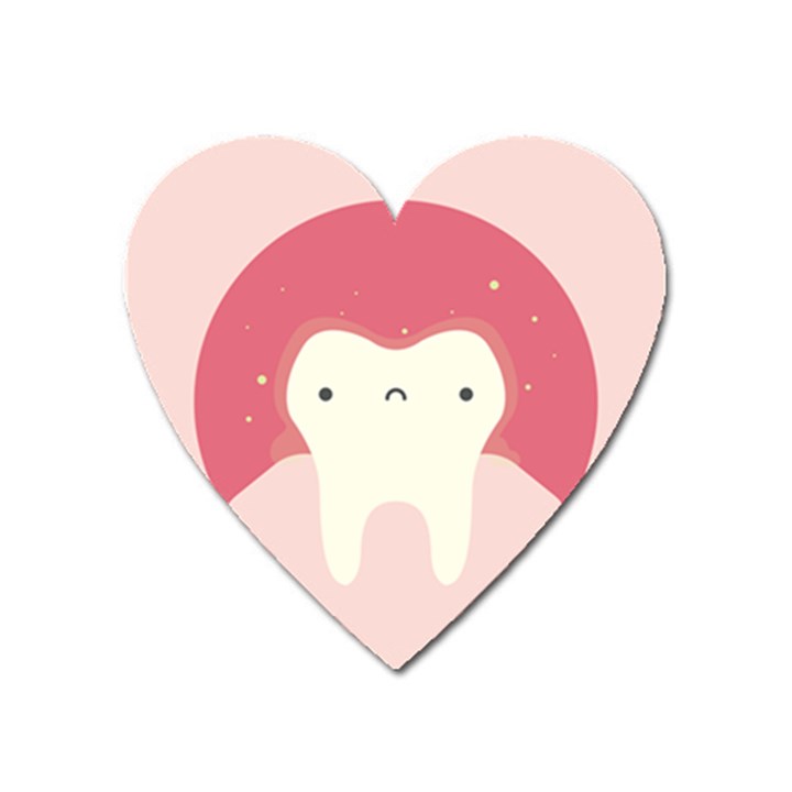 Sad Tooth Pink Heart Magnet