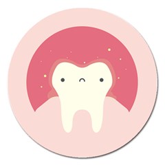 Sad Tooth Pink Magnet 5  (round)