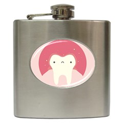 Sad Tooth Pink Hip Flask (6 Oz) by Mariart