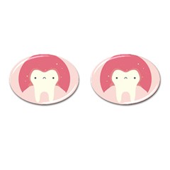 Sad Tooth Pink Cufflinks (oval)