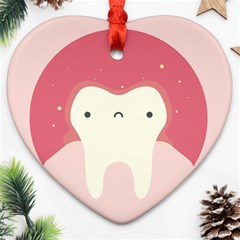 Sad Tooth Pink Heart Ornament (two Sides)