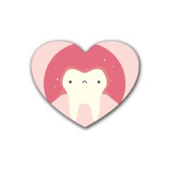 Sad Tooth Pink Heart Coaster (4 Pack)  by Mariart