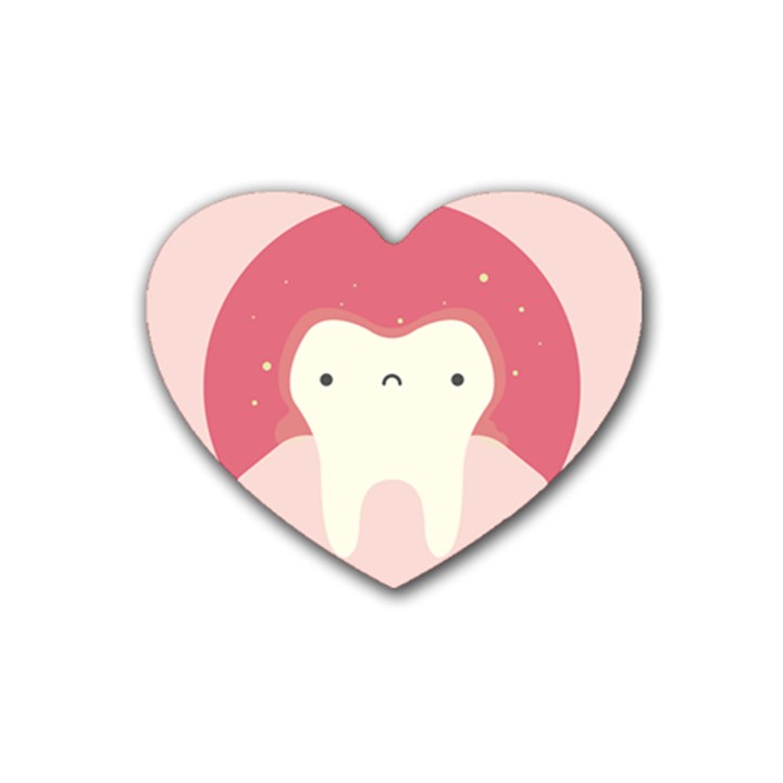 Sad Tooth Pink Heart Coaster (4 pack) 