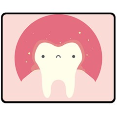 Sad Tooth Pink Fleece Blanket (medium)  by Mariart