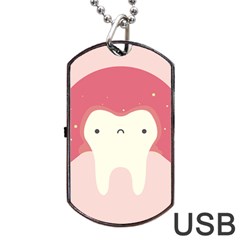 Sad Tooth Pink Dog Tag Usb Flash (two Sides) by Mariart