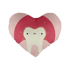 Sad Tooth Pink Standard 16  Premium Heart Shape Cushions by Mariart