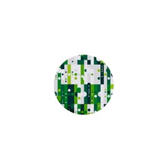 Generative Art Experiment Rectangular Circular Shapes Polka Green Vertical 1  Mini Buttons by Mariart