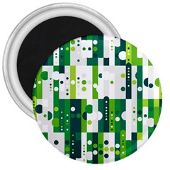 Generative Art Experiment Rectangular Circular Shapes Polka Green Vertical 3  Magnets by Mariart