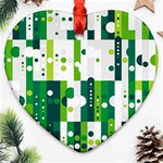 Generative Art Experiment Rectangular Circular Shapes Polka Green Vertical Ornament (Heart) Front