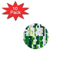 Generative Art Experiment Rectangular Circular Shapes Polka Green Vertical 1  Mini Buttons (10 Pack)  by Mariart