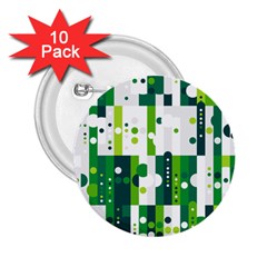 Generative Art Experiment Rectangular Circular Shapes Polka Green Vertical 2 25  Buttons (10 Pack)  by Mariart