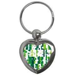 Generative Art Experiment Rectangular Circular Shapes Polka Green Vertical Key Chains (heart)  by Mariart