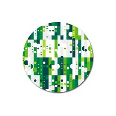 Generative Art Experiment Rectangular Circular Shapes Polka Green Vertical Magnet 3  (round) by Mariart