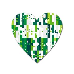 Generative Art Experiment Rectangular Circular Shapes Polka Green Vertical Heart Magnet by Mariart