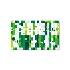 Generative Art Experiment Rectangular Circular Shapes Polka Green Vertical Magnet (name Card) by Mariart