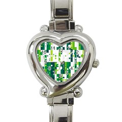 Generative Art Experiment Rectangular Circular Shapes Polka Green Vertical Heart Italian Charm Watch by Mariart