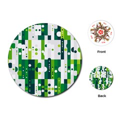 Generative Art Experiment Rectangular Circular Shapes Polka Green Vertical Playing Cards (round)  by Mariart