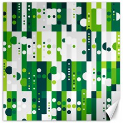 Generative Art Experiment Rectangular Circular Shapes Polka Green Vertical Canvas 16  X 16   by Mariart