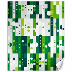 Generative Art Experiment Rectangular Circular Shapes Polka Green Vertical Canvas 16  X 20   by Mariart