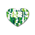 Generative Art Experiment Rectangular Circular Shapes Polka Green Vertical Rubber Coaster (Heart)  Front