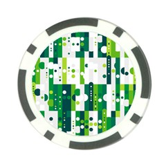 Generative Art Experiment Rectangular Circular Shapes Polka Green Vertical Poker Chip Card Guard by Mariart