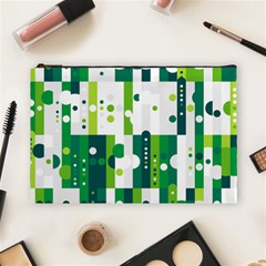 Generative Art Experiment Rectangular Circular Shapes Polka Green Vertical Cosmetic Bag (large)  by Mariart