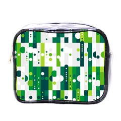 Generative Art Experiment Rectangular Circular Shapes Polka Green Vertical Mini Toiletries Bags by Mariart