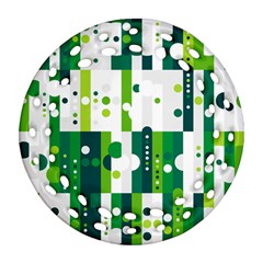 Generative Art Experiment Rectangular Circular Shapes Polka Green Vertical Ornament (round Filigree) by Mariart