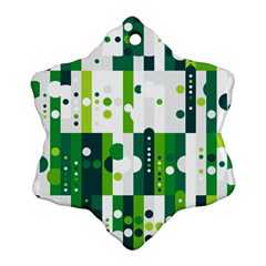 Generative Art Experiment Rectangular Circular Shapes Polka Green Vertical Snowflake Ornament (two Sides) by Mariart