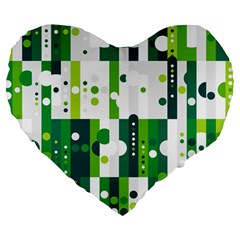 Generative Art Experiment Rectangular Circular Shapes Polka Green Vertical Large 19  Premium Heart Shape Cushions by Mariart