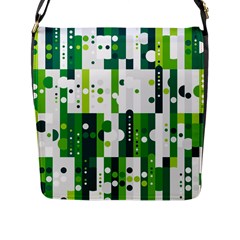 Generative Art Experiment Rectangular Circular Shapes Polka Green Vertical Flap Messenger Bag (l)  by Mariart