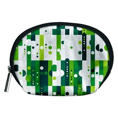 Generative Art Experiment Rectangular Circular Shapes Polka Green Vertical Accessory Pouches (medium)  by Mariart